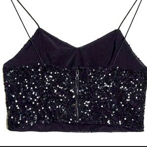 Alice + Olivia Archer Cropped Cami in sequins Black ✨🖤